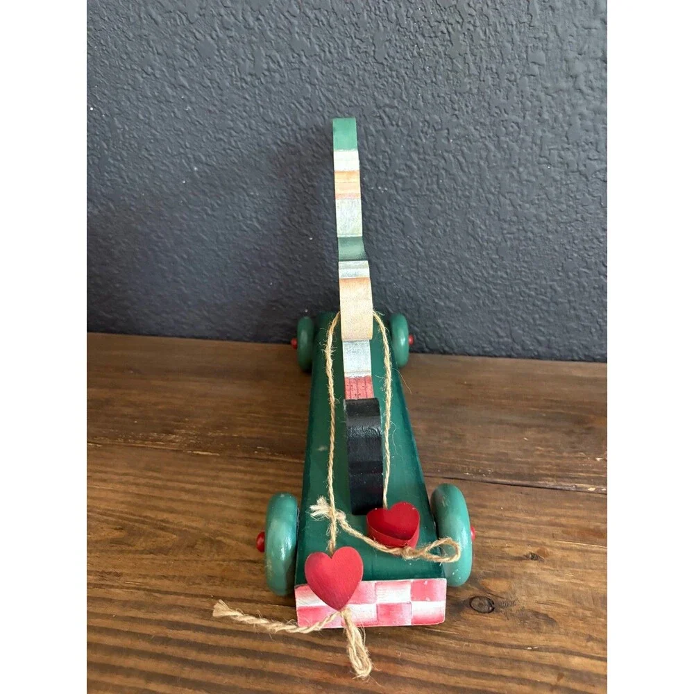 Vintage 1990s Briar Patch Primitives Hand Painted Wood Santa Claus on Wheels Chr